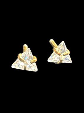 Triangle-Cut Crystal Gold Stud Earrings With Simple Modern Design For Women